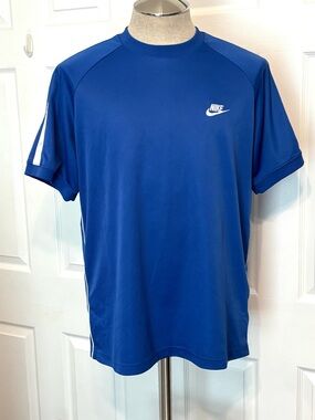 Nike Mens Large Blue Dri Fit Athletic Training Shirt 279157-493 Swoosh Tee Large